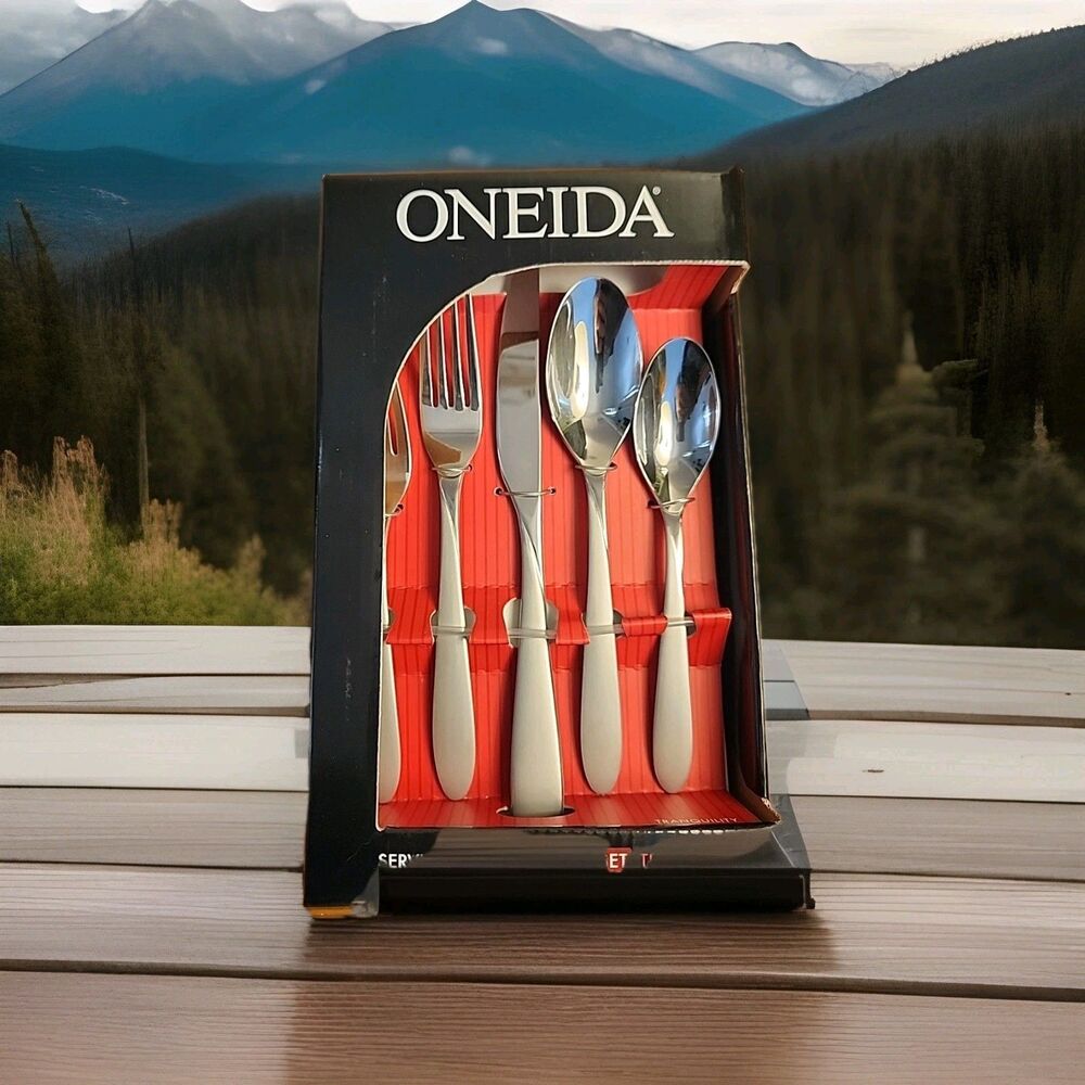 New In Box Retired Oneida Tranquility Stainless Steel 20 Piece Flatware Set